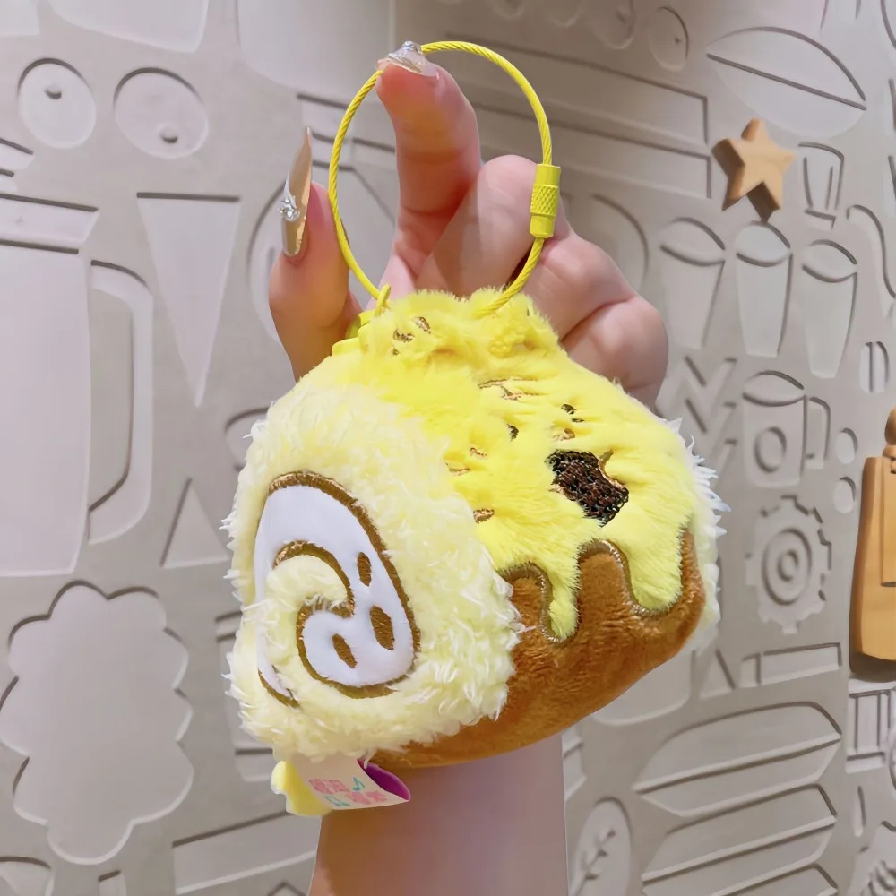 Kawaii الحيوان السويسري لفة قلادة محشوة 10 سنتيمتر السويسري لفة المفاتيح رقيق كعكة مظهر سلسلة مفاتيح من الكرتون ديكور احتفالي