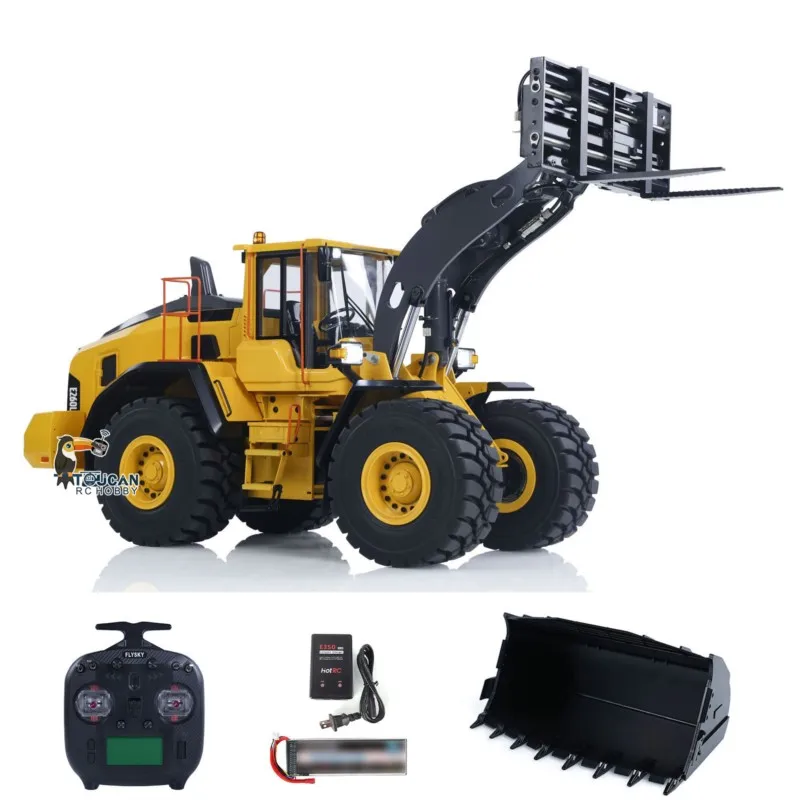 US Stock 1/14 RTR E260L RC Hydraulic Loader Radio Control Metal Car Construction Vehicle Quick Coupler Light Sound Machine