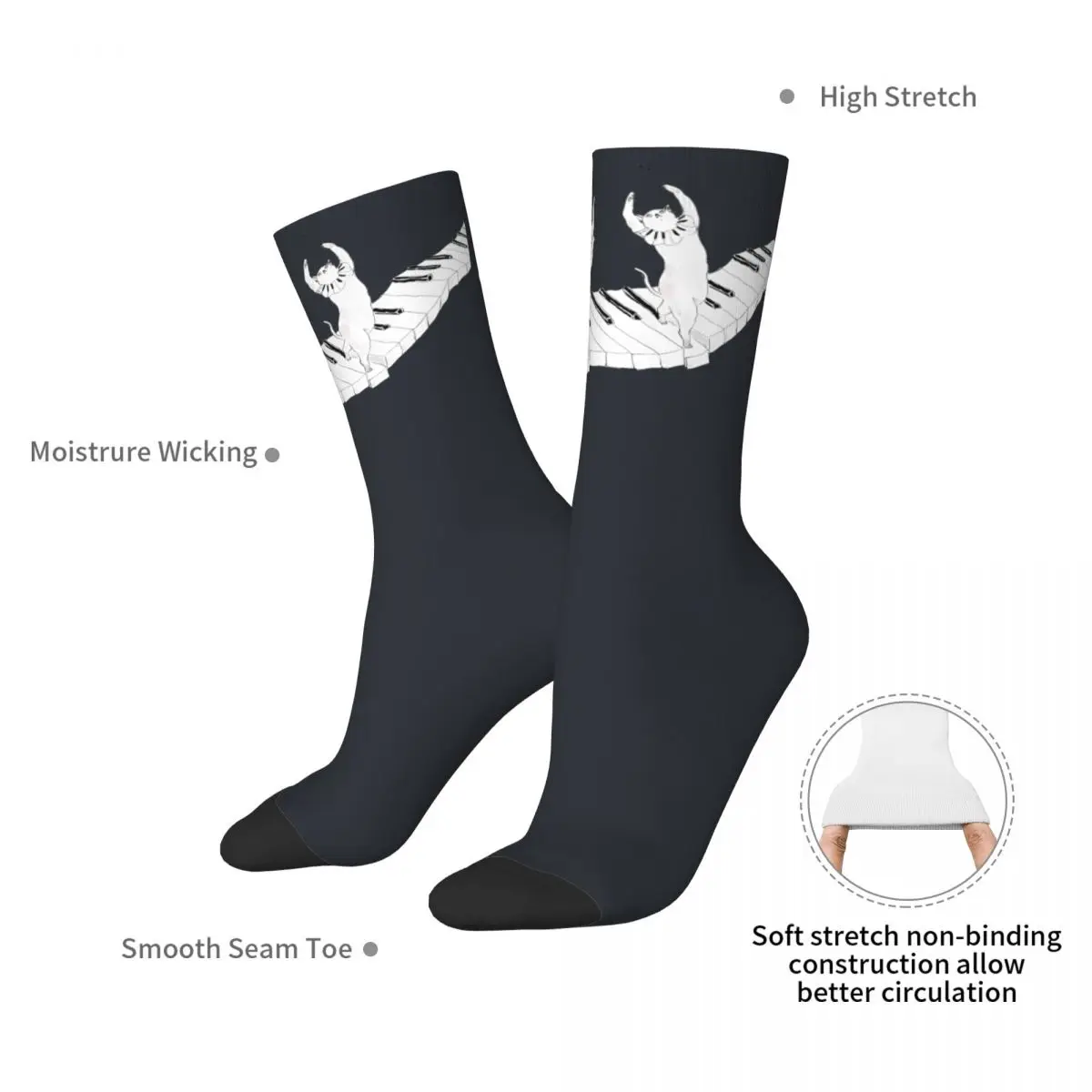 Piano Stockings Women Men dancing cats Socks Comfortable Casual Socks Autumn Running Anti Skid Custom Socks Birthday Present