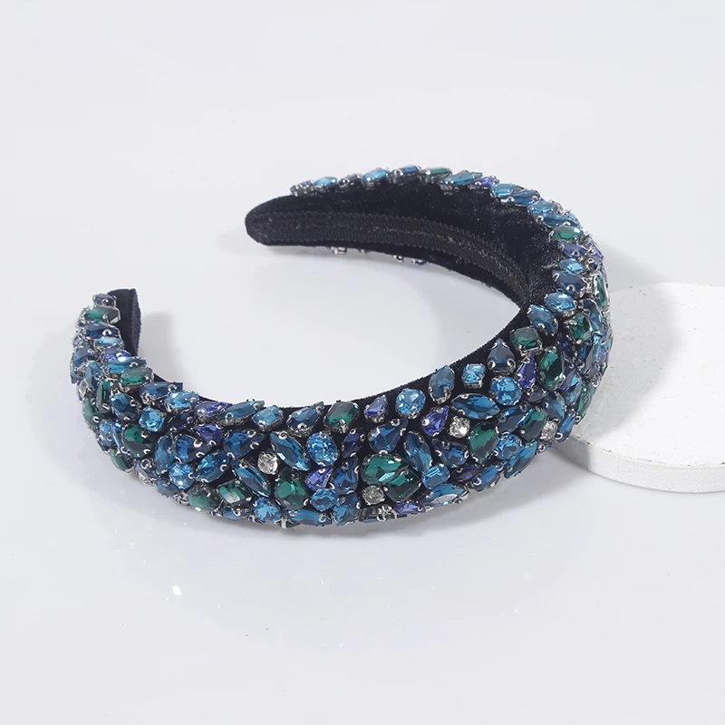 Green Headband New Fashion Full Rhinestones Gorgeous Baroque Head Band Women Ladies Prom Gift Street Hair Accessories Headwear