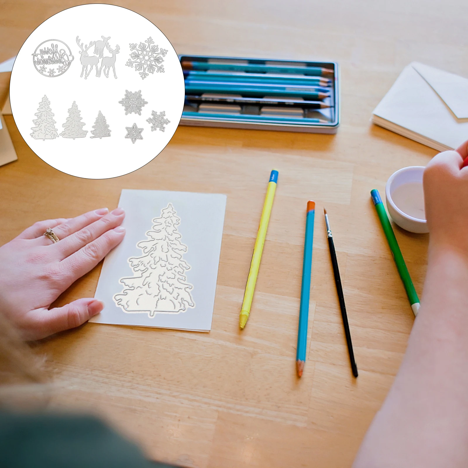 

9 Pcs Christmas Craft DIY Cutting Knife Mold Metal Dies Stencils Scrapbooking Tools Greeting Card Embossing Silver Child