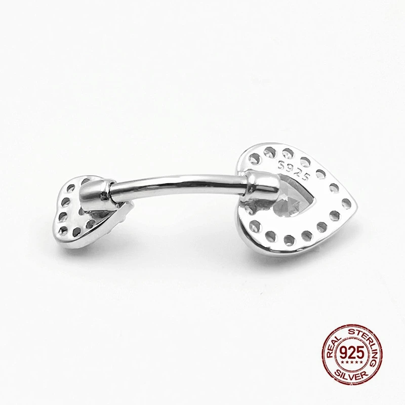 2025 Heart Zircon Belly Ring for Girls 925 Sterling Silver Belly Button Ring Navel Piercing Body Jewelry