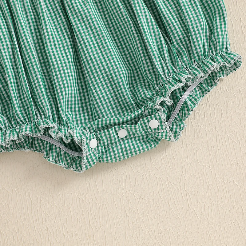 بدلة قطعة واحدة للفتيات الصغيرات بأكمام قصيرة وياقة دمية لطيفة ومطرزة على شكل بطة لحديثي الولادة لفصل الصيف