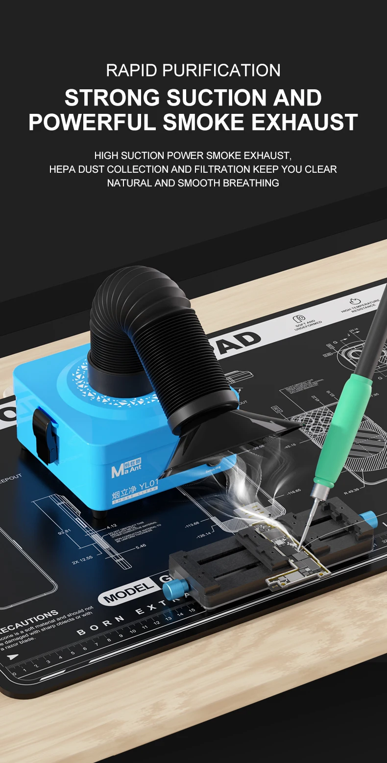 

MaAnt YL01 Smoke Extractor Powerful Smoke Purifier for Mobile Phone Repair Motherboard PCB Welding