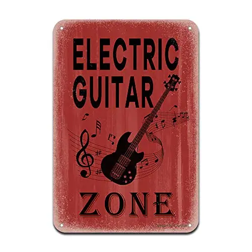 Electric Guitar Zone Iron Poster Painting Tin Sign Vintage Wall Decor for Cafe Bar Pub Home Beer Decoration Crafts