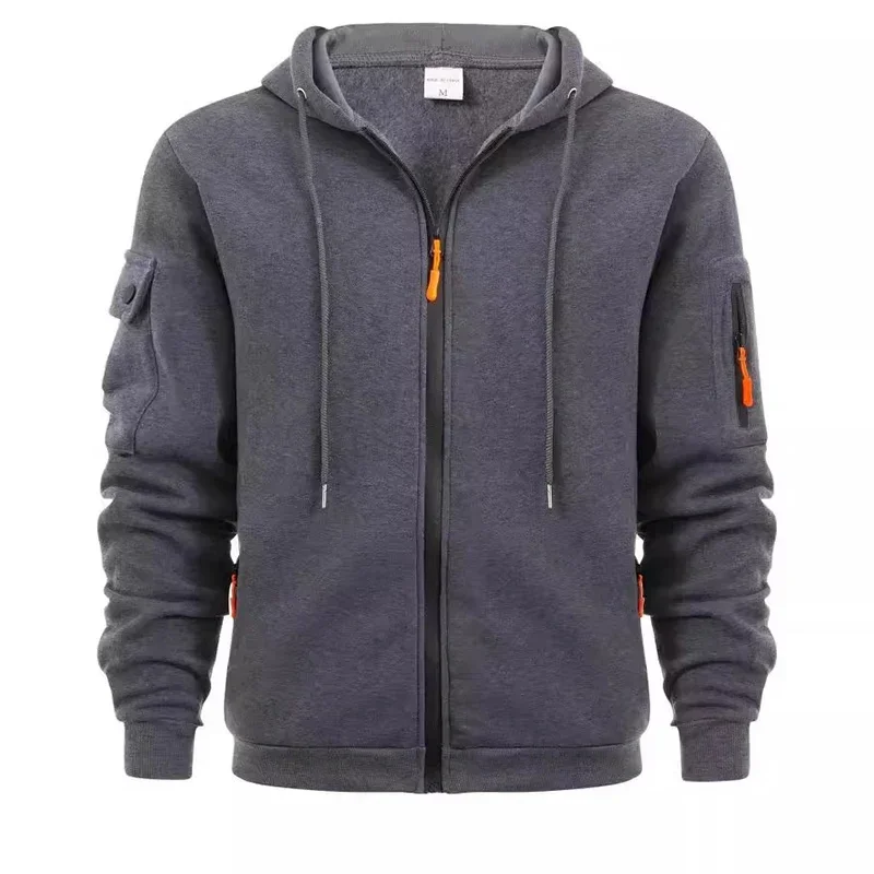 

Men's new cardigan zipper hoodie casual hoodie double pocket hoodie sports outdoor casual spring and autumn hoodie