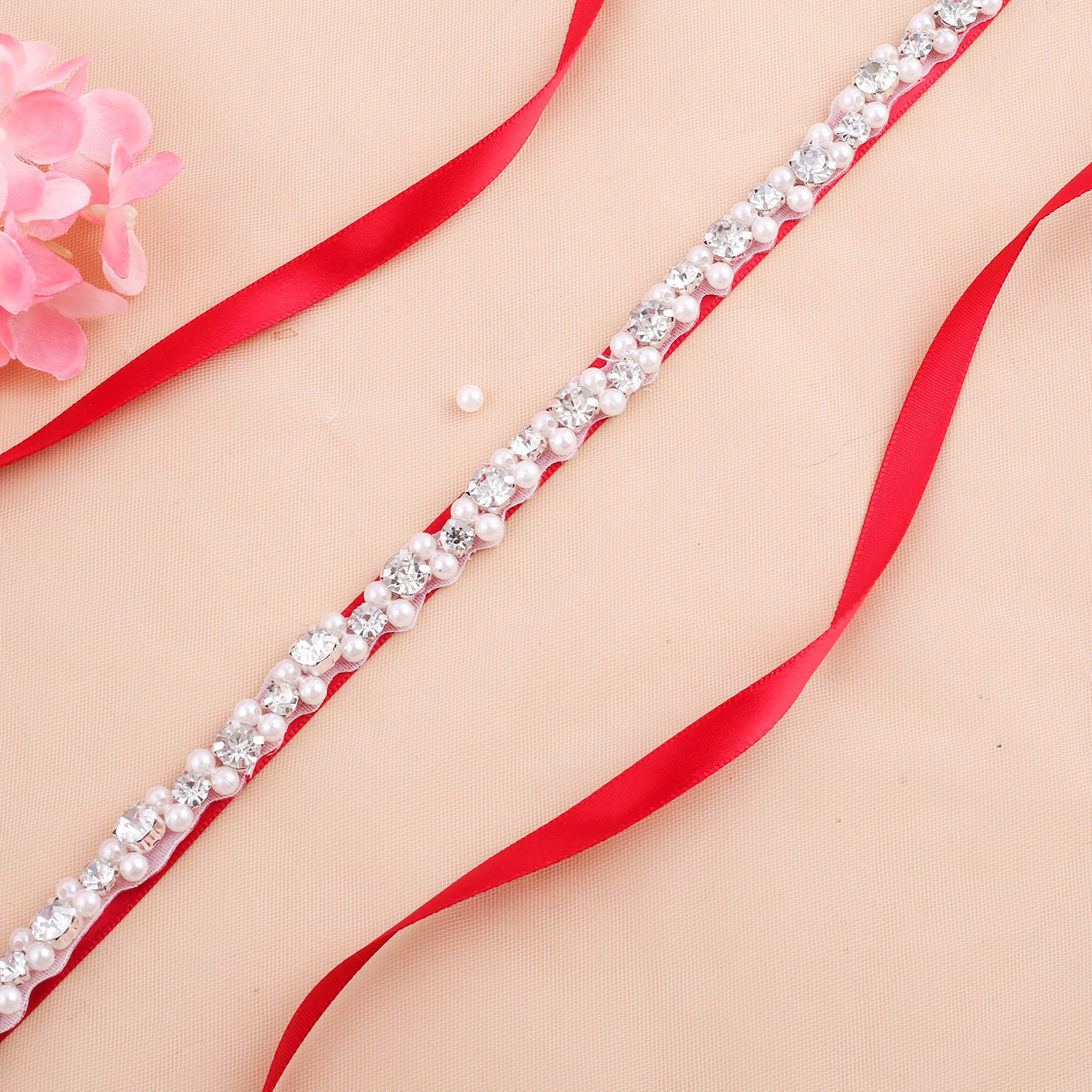 NZUK Silver crystal Bridal belt diamond pearl wedding dress belt  For Bridal Bridesmaid Dresses Accessories