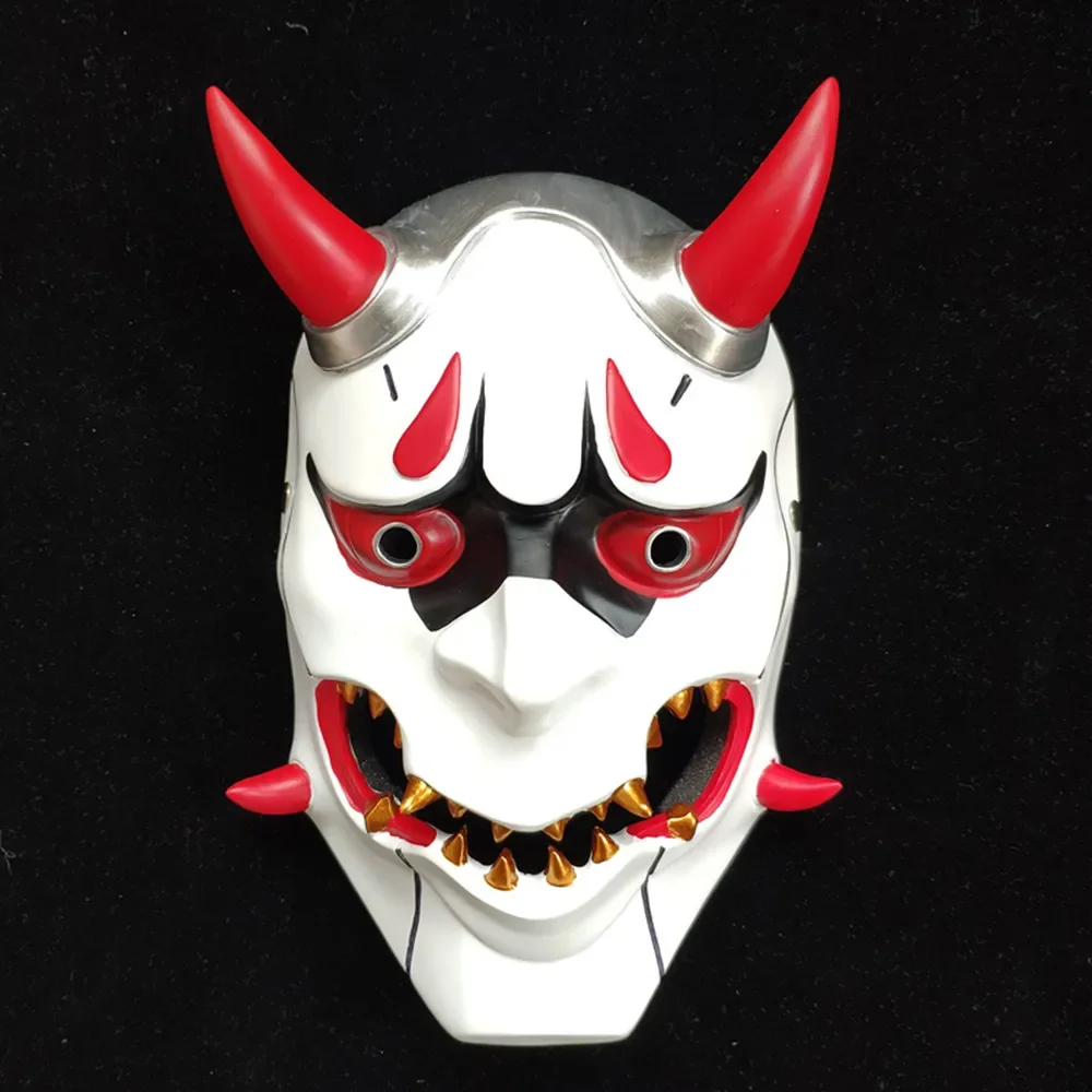Longhorn Demon Prajna Mask Evil Ghost Mask Cosplay Overwatch Masquerade Masque Halloween Props Ghost Face Mask Peripheral Toy