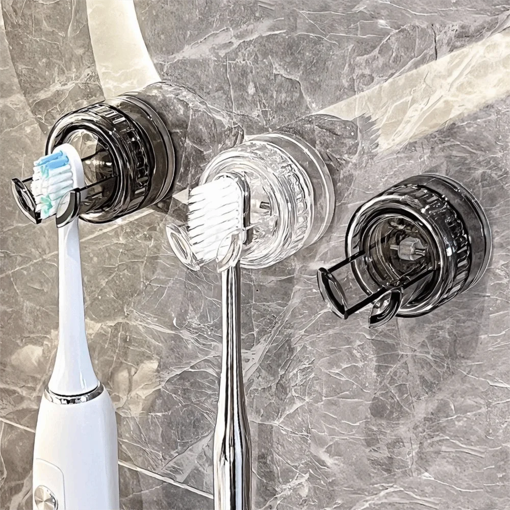 Plastic Suction Cup Electric Toothbrush Holder Hole-Free Removable Toothbrush Storage Hook Wall Mounted Reusable Plug Hooks