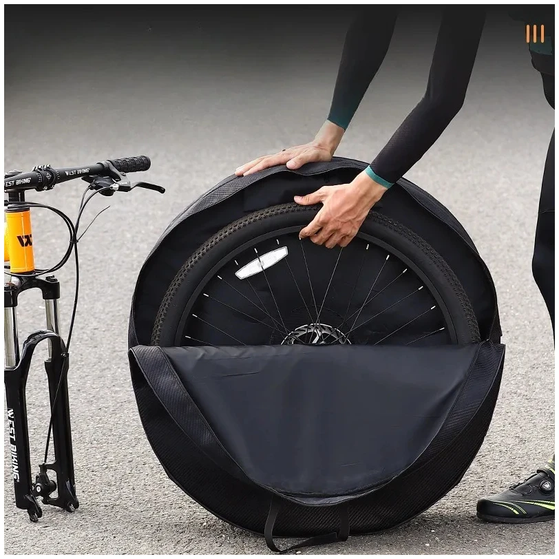 

1PC Bicycle Bags Tire Pack Bag Nylon 420D Waterproof Glossy Silk Airplane Carry 27 Inch Individual Wheel Bag Bicycle Accessories