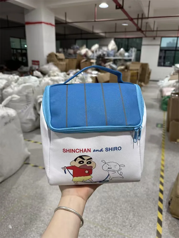 Cartoon cute Crayon Shin-chan house cosmetic storage bag, large capacity handheld makeup bag, portable for going out and washing