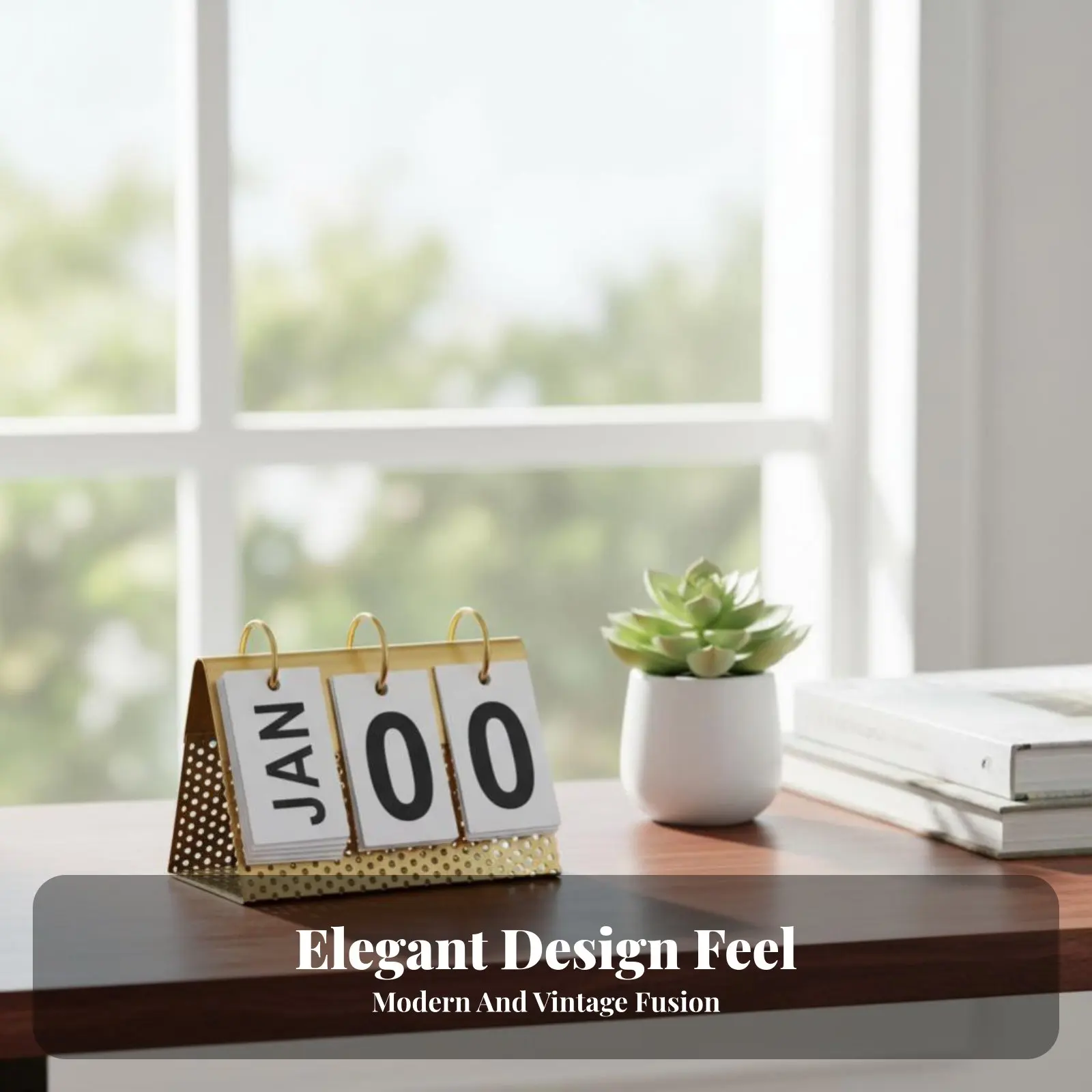 

Minimalist Iron Art Calendar Decoration, Metal Flip Desk Calendar, Modern Desktop Accent for Living Room, Bedroom, Office