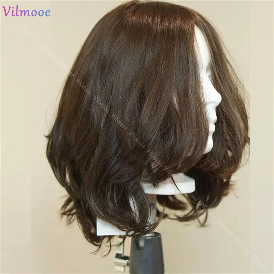 

180% Density Brown Color Short Bob Wave 5x5 Silk Top Wigs Pre Plucked Brazilian Remy Human Hair For Women 13x4 Lace Frontal Wigs