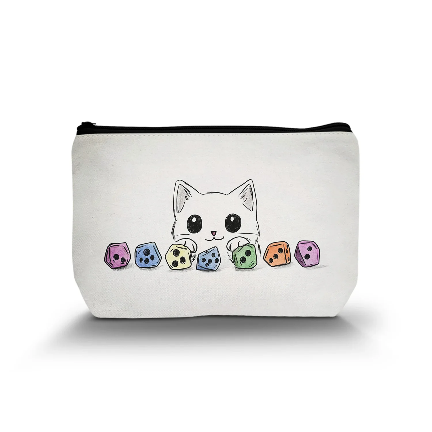 1Pc Cat Throwing Dice Bag Gamer Dice Bag Cosmetic Bag Birthday Christmas Valentines Day Gifts For Her Versatile A 8.66x5.51Inch