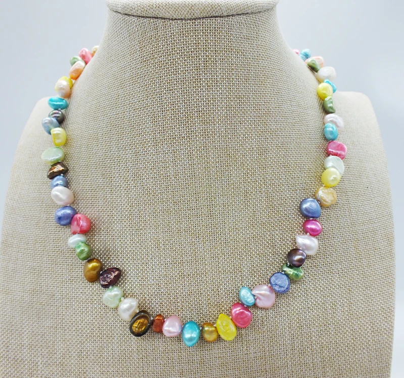 

Factory Price, 6-7MM Classic, Mixed Color, Natural Baroque Freshwater Pearl Necklace, for Mothers Best Gift 18"