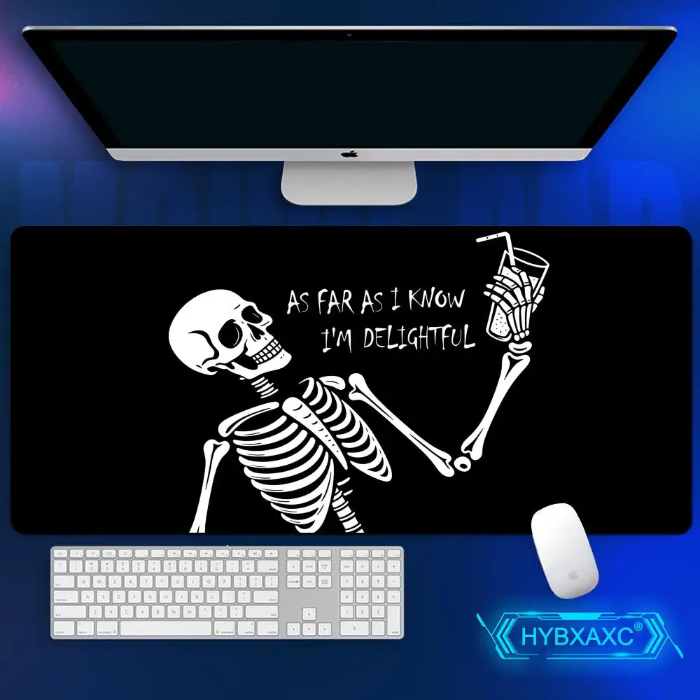 

HYBXAXC Funny Skull Design Mouse Pad Black Skeleton Mousepad Rubber Minimalist Deskmat Desk accessories Gaming Keyboard Mat