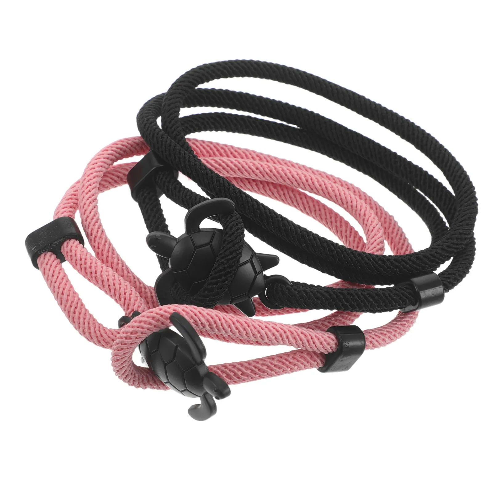 2Pcs Couple Matching Bracelets Sea Turtle Adjustable Braided Wristbands Relationship Jewelry Everyday Wear Turtle Bracelet