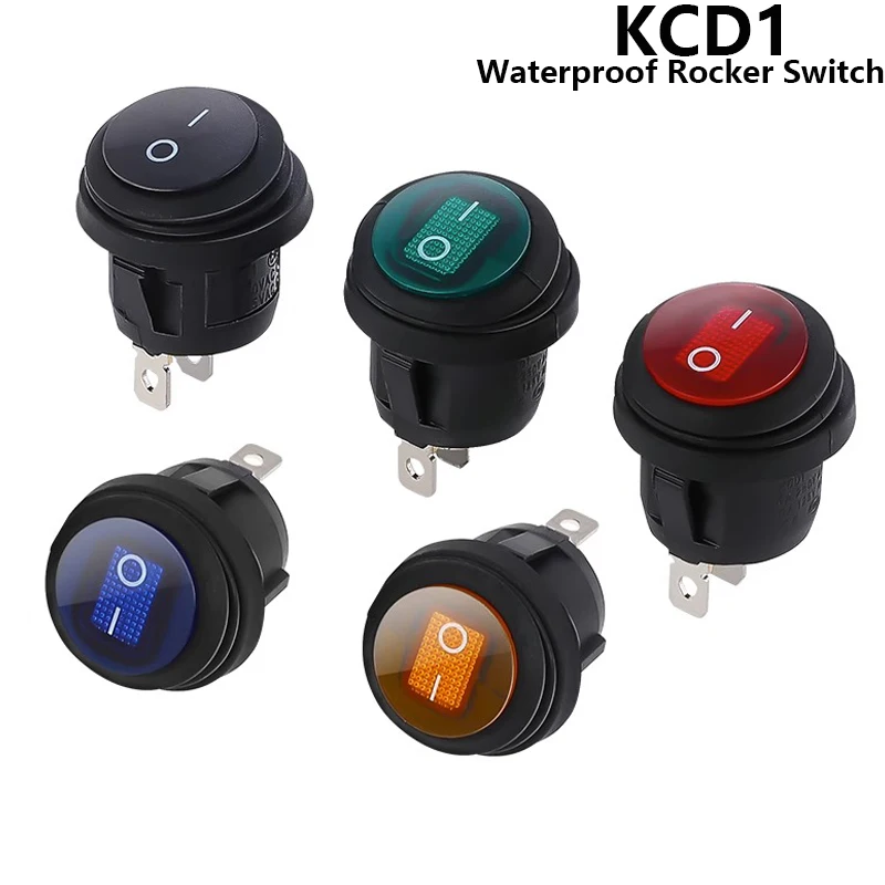 1 Uds encendido/apagado SPST redondo impermeable barco LED interruptor basculante 12V 220V interruptor de botón de encendido apagado en тумб Nairobi лодка