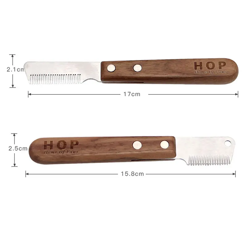 Pet Stainless Steel Grooming Brush For Dogs Cat Comb Coat Stripping Knife Stripper Wooden Handle Cleaning Tool Dog Accessories