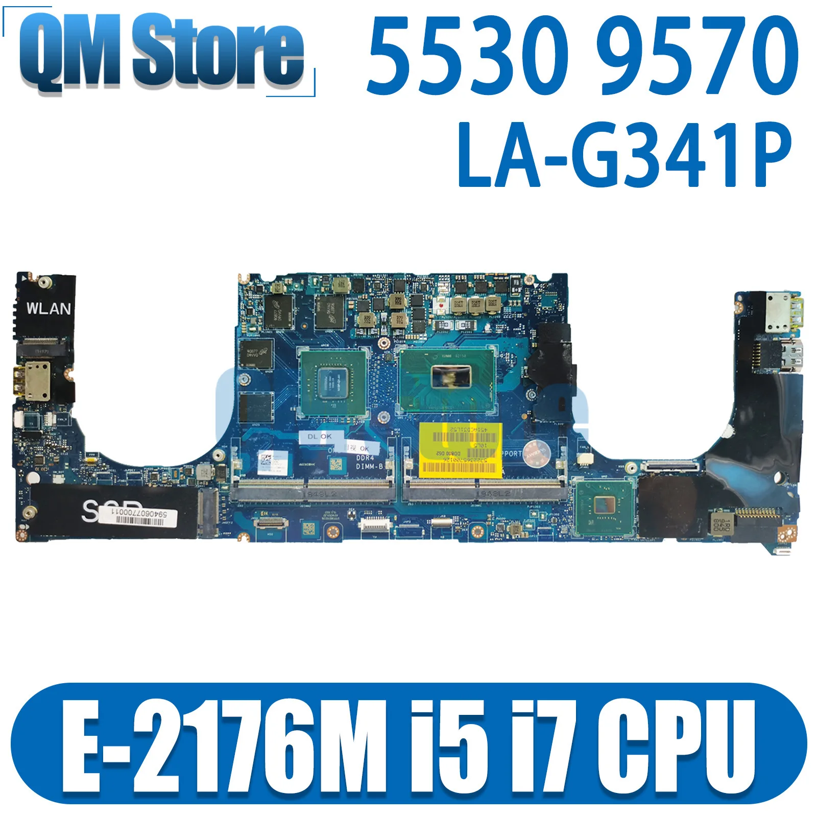 

QM LA-G341P For DELL Precision 5530 9570 Laptop Motherboard E-2176M i5 i7 8th Gen CPU 1050 1050Ti P1000 P2000 4G VDJMX Mainboard