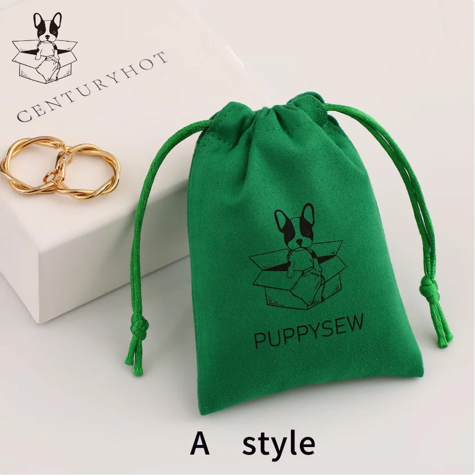 personalized color logo drawstring bag custom bagging bag jewelry pouch necklace bag suede bag skin care product pouch