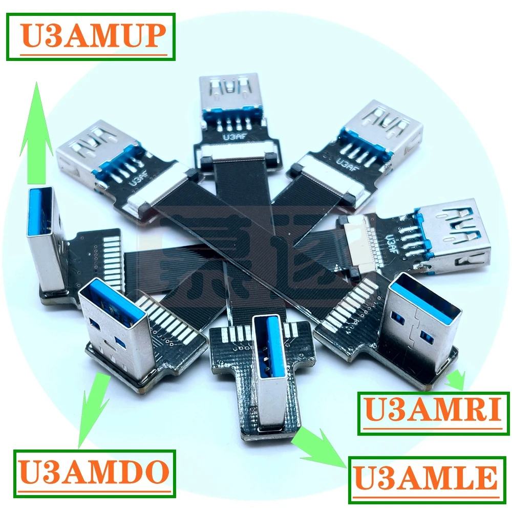 Flat usb3.0 male-to-female transfer FPC elbow usb extension line up and down left and right bend 90 degree USB connector