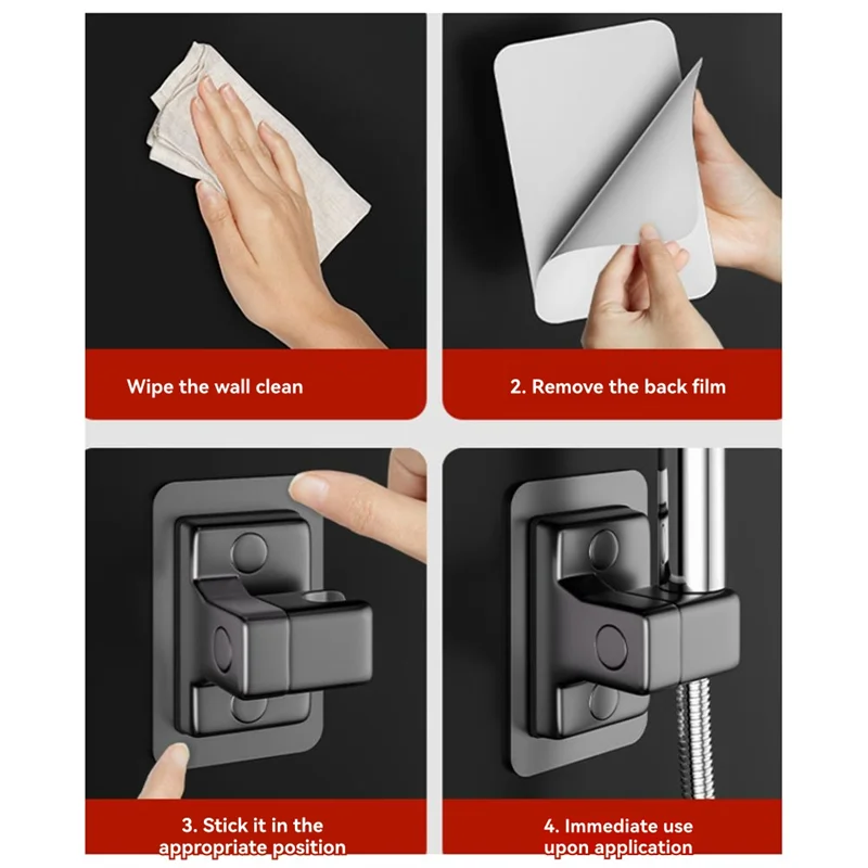 

ABNO-Регулируемый 360° ° Держатель насадки для душа для портативного использования — универсальное настенное крепление без дрели, высокая вязкость, 2 шт.