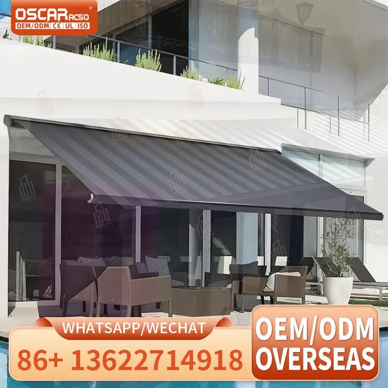 

5/35 Meters Manual Extendable Patio Awning with Strong Arm for Villa Outdoor Garden Balcony Retractable Awning