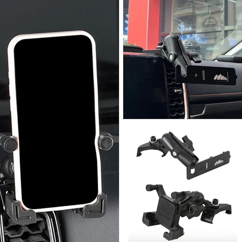 

For Ford Ranger 2024 2025 2026 Aluminum Portable Middle Console Dash Dashboard Intercom Smartphone Phone Holder Mount Bracket