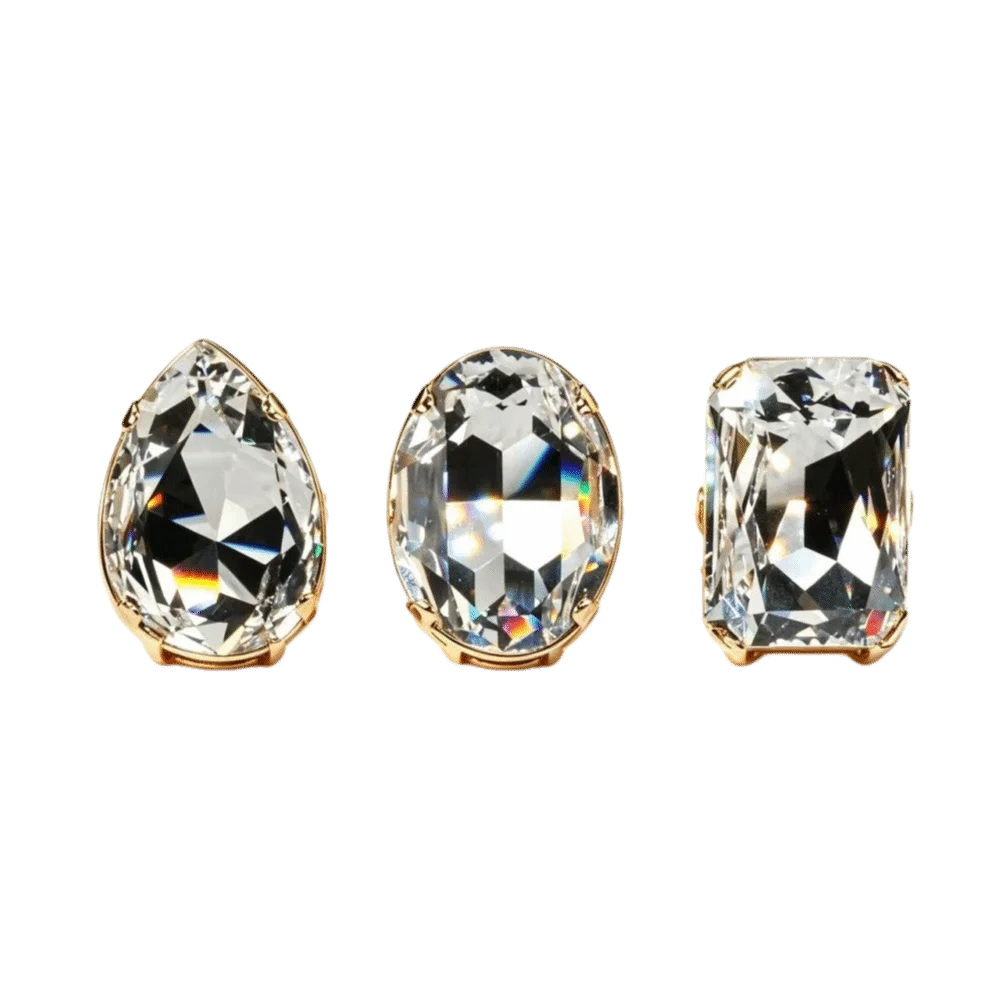 3PCs Square Shape Square Rhinestone Ring Adjustable Size Large Size Adjustable Crystal Ring Rhinestone Crystal Exaggerated Giant