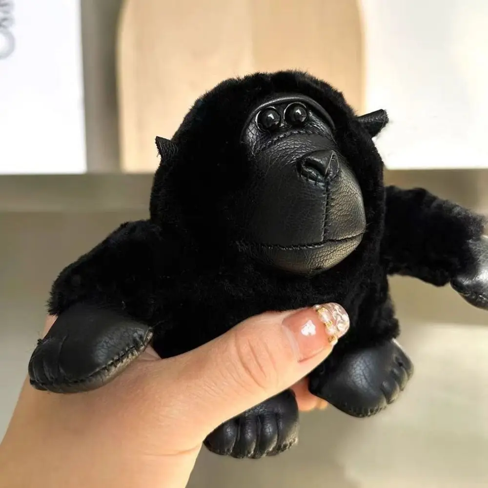 Real Wool Gorilla Fur Key Chains Bag Charm Stuffed Animals Plush Monkey Hanging Ornaments Black Fur Key Chains Car Keyring