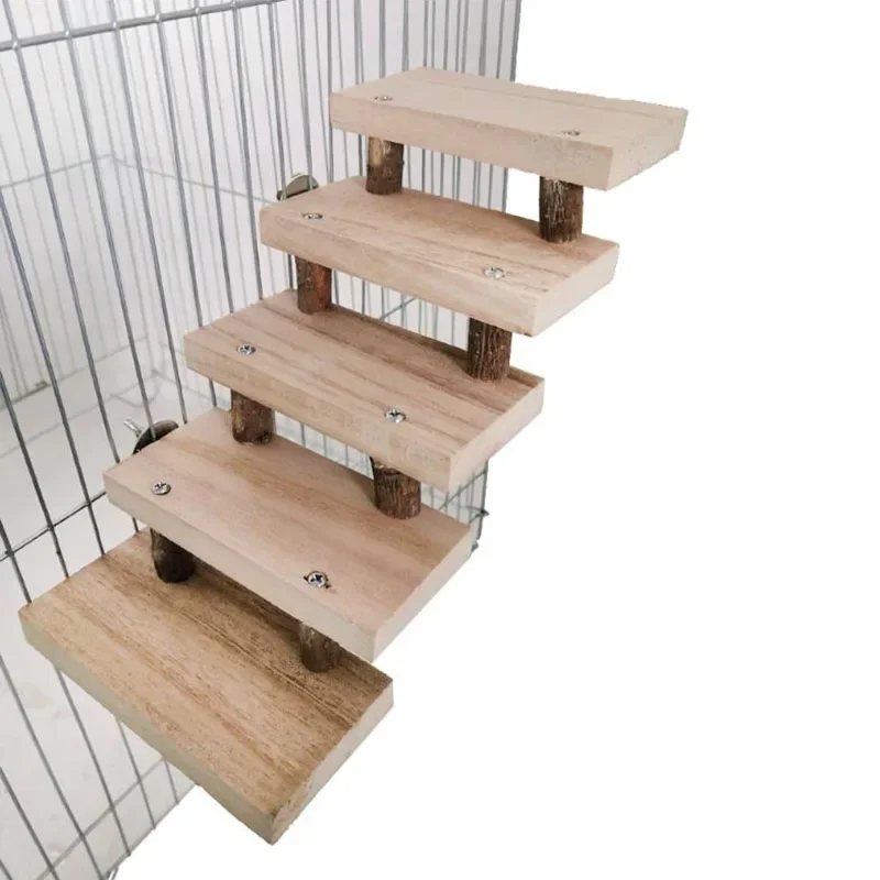 Natural Wood Pet Parrot Raw Wood Ladders Branch Stand Rack Squirrel Bird Hamster Branch Perches Chew Bite Toys Stick