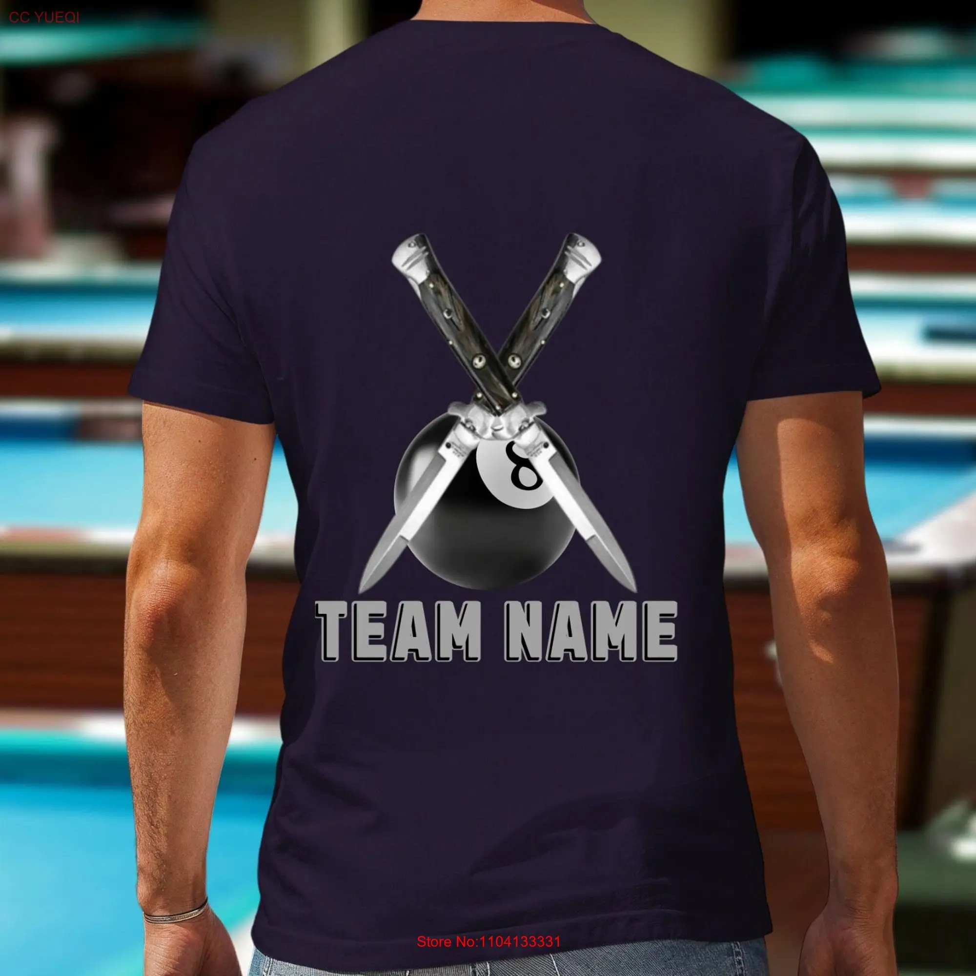 8 ball Team T Shirt Billiards Snooker Eight Pool League Player Apparel long or short sleeves