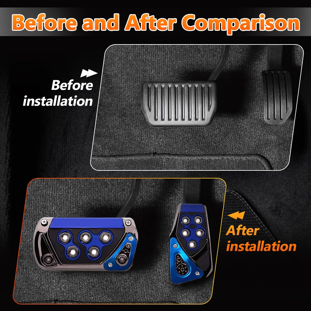 2PCS ABS Transmission Car Foot Brake Pedals Cover Fuel Gas Foot Pad Set Kit Non-Slip