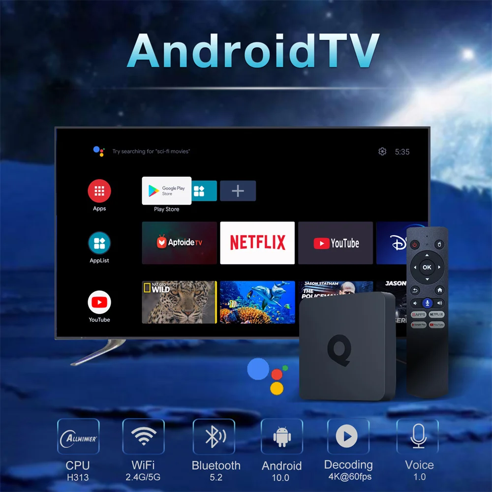 Imagem -02 - Woopker-allwinner Smart tv Box H313 Quad-core Android 10 Youtube Media Player 2.4g 5g Wi-fi 4k Conjunto Top