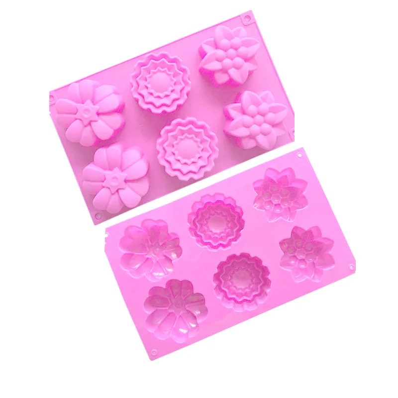 6 sets of 3 sets of different flower-shaped silicone cake molds, mooncake molds, aromatherapy plaster molds, easy to remove