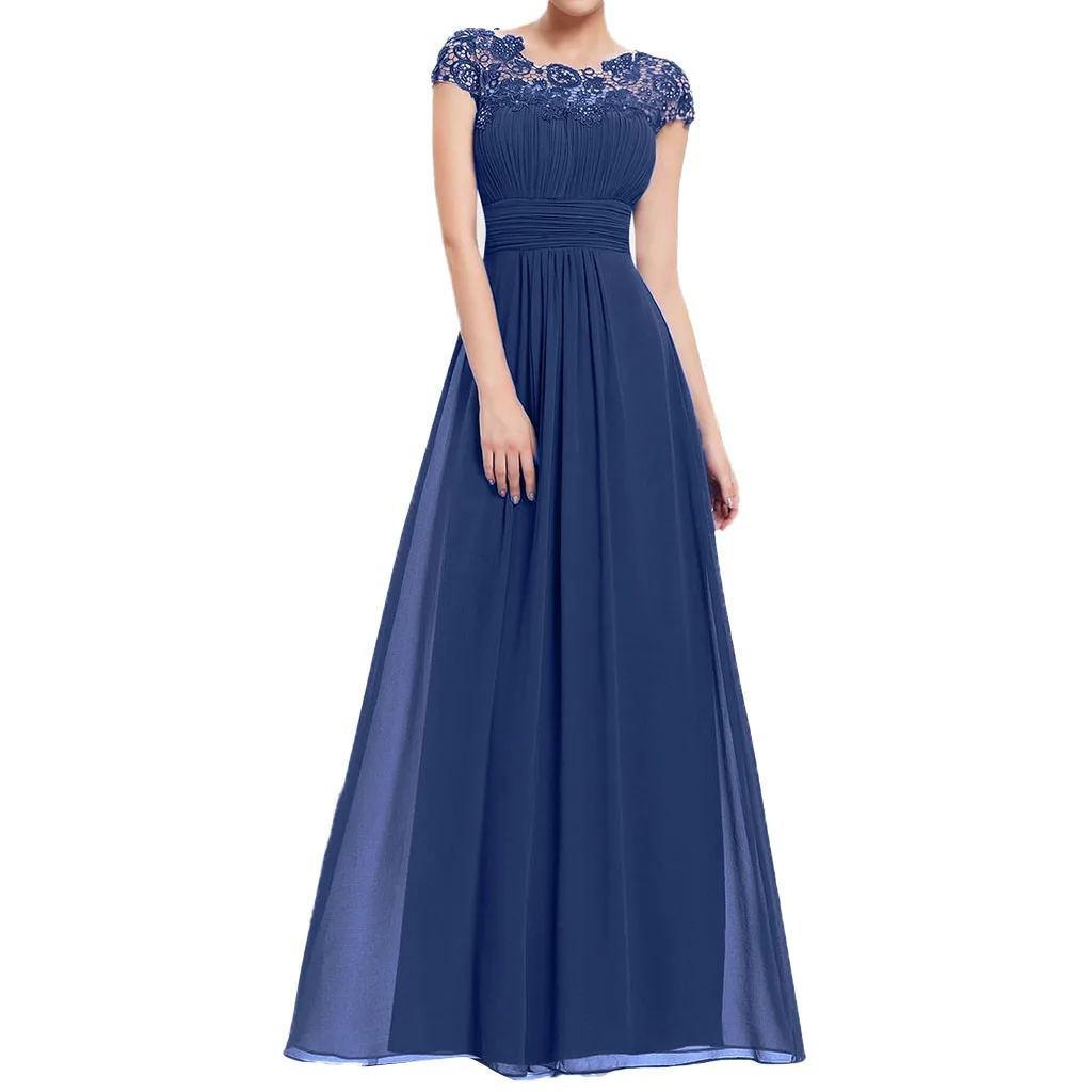 Floral Lace Female Elegant Formal Dresses Vintage Short Sleeve Slim Wedding Maxi Women'S Dress Party Evening Prom Gala Vestidos