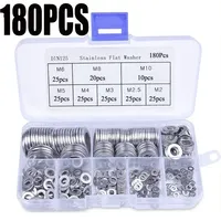 180pcs Stainless Steel M2 M2.5 M3 M4 M5 M6 M8 M10 Sealing Solid Gasket Washer Sump Plug Oil For General Repair Seal Ring Set