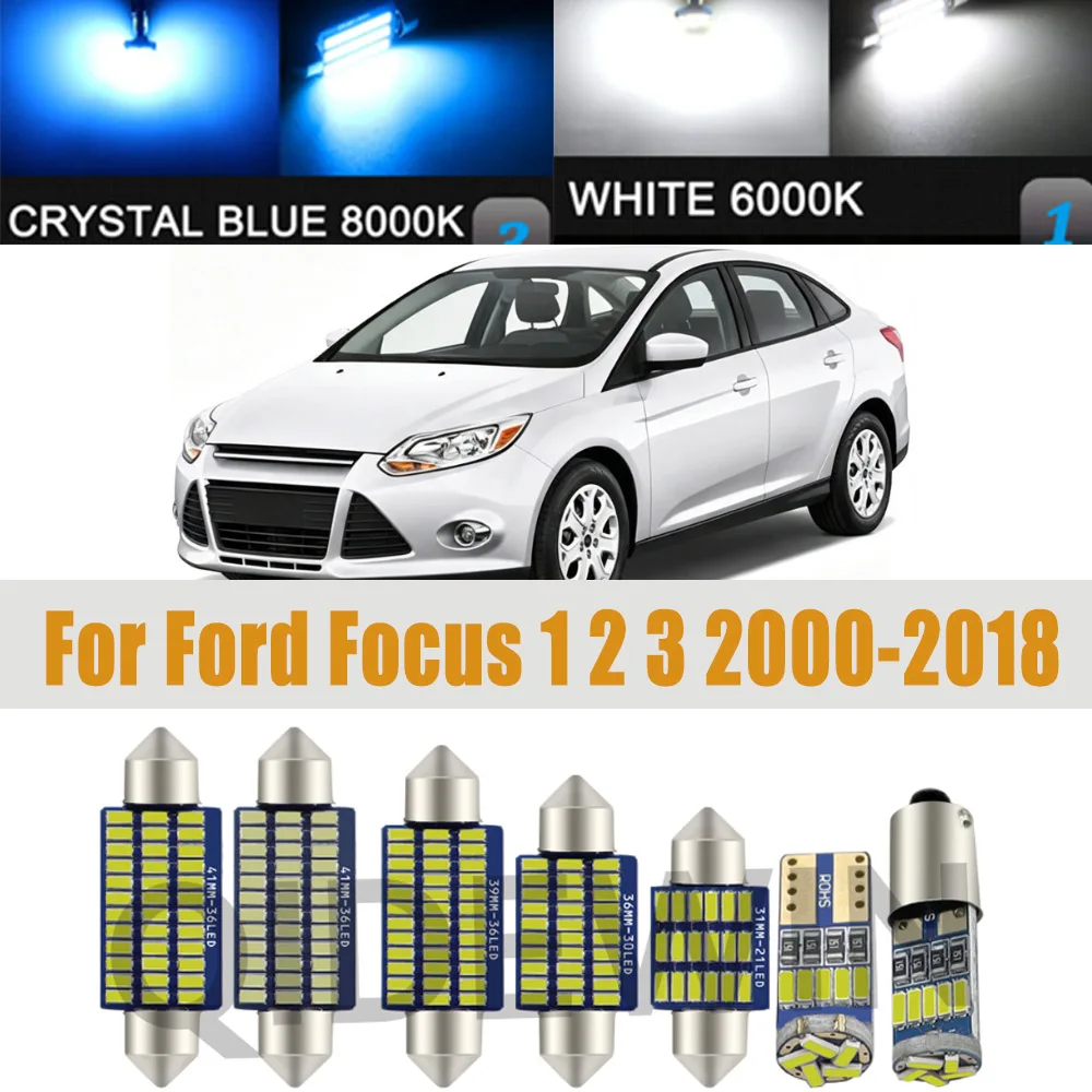 LED Interior Dome Map Reading Light Kit Accessories For Ford Focus MK1 MK2 MK3 1 2 3 I II III 1998- 2015 2016 2017 2018