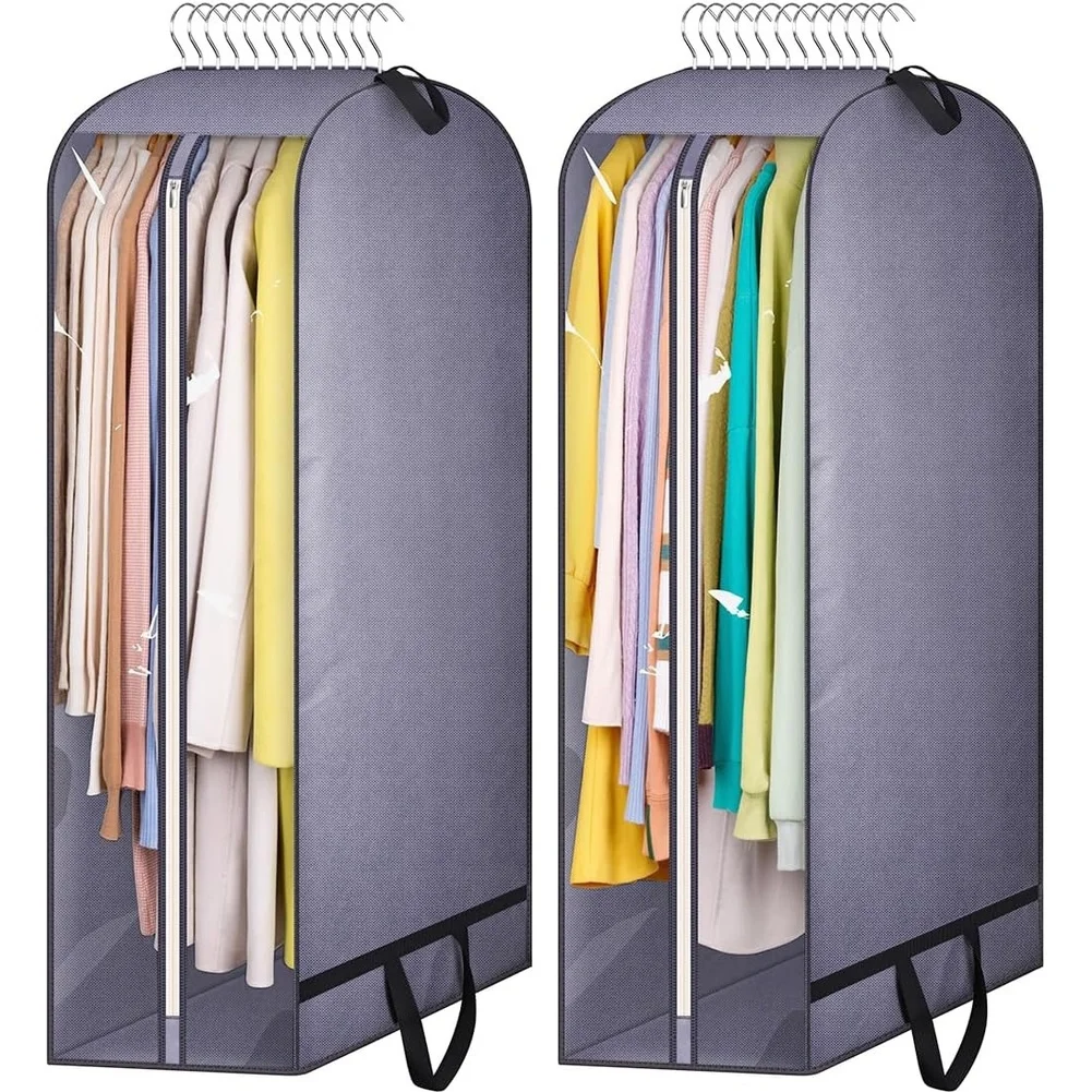 Two Long Storage Bags for Clothes with Transparent Side Panel Waterproof Breathable Fabric and Convenient Carry Handle
