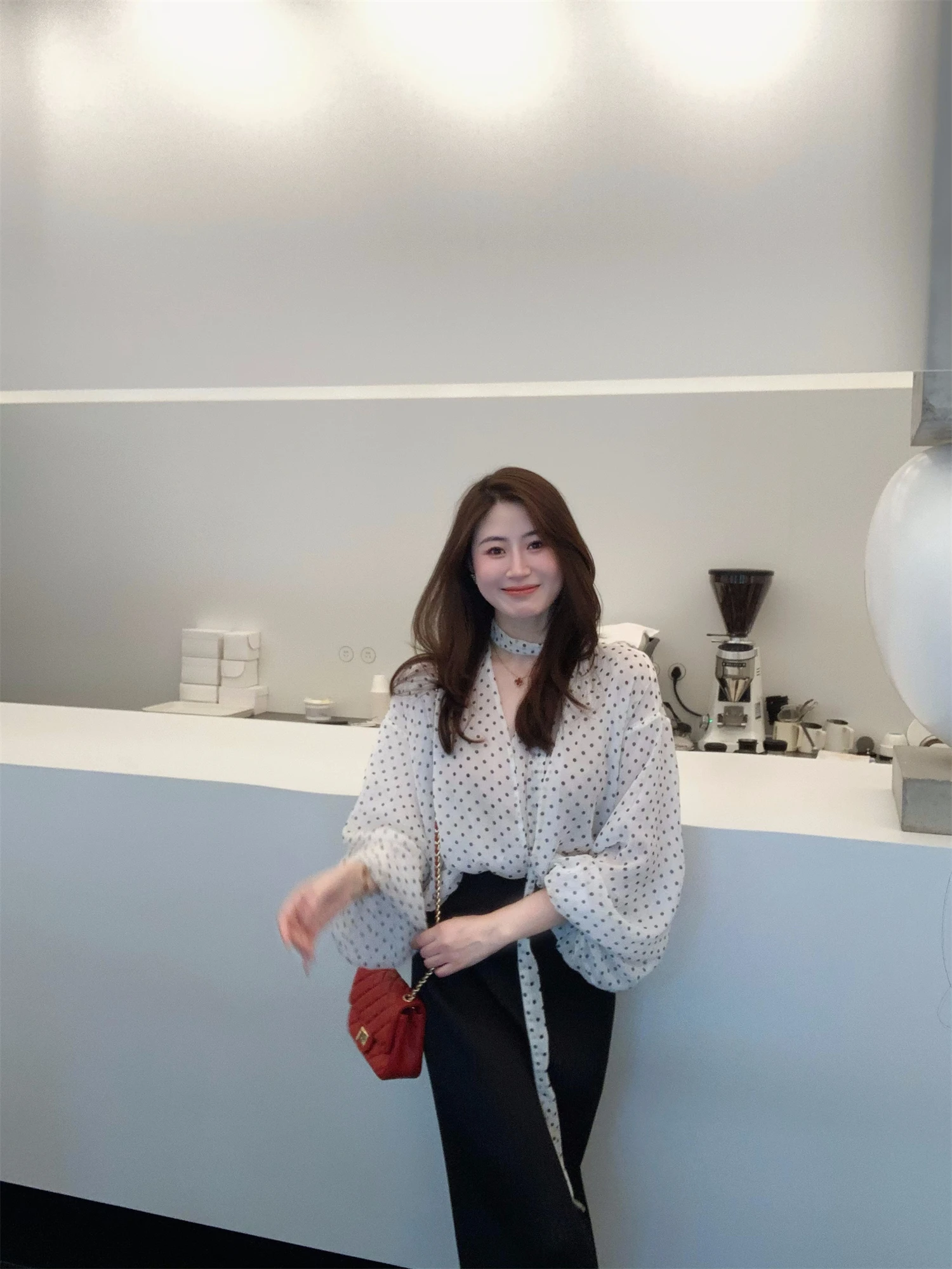 

one Rose Wild Polka Dot irt Tie Belt Sun Protection Outerwear Ele Aosphere High-End Feeling Women's Top