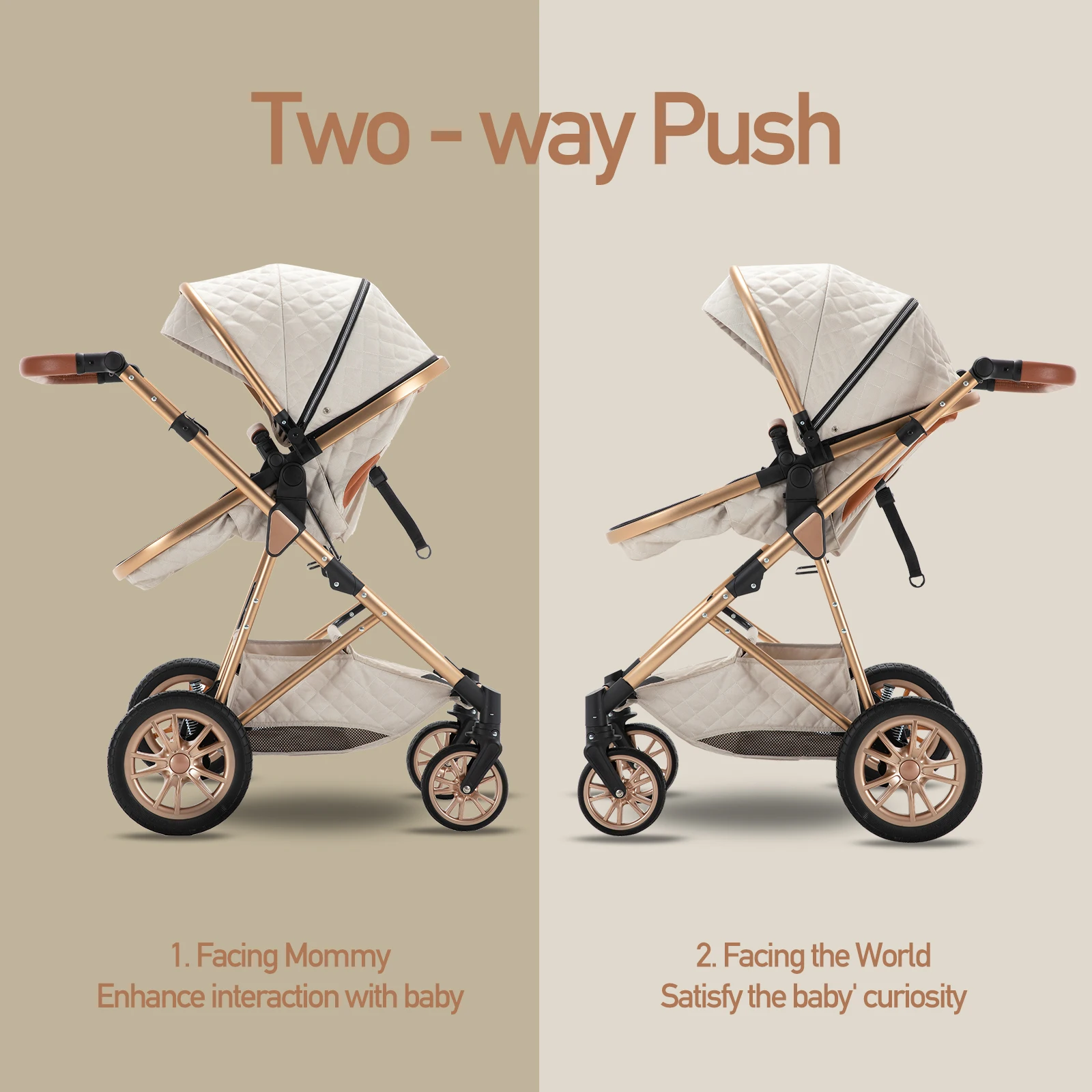 Baby Stroller 3 in 1 Multifunctional Stroller Easy Folding Travel Portable Baby Carriage Safety Seat EU warehouse