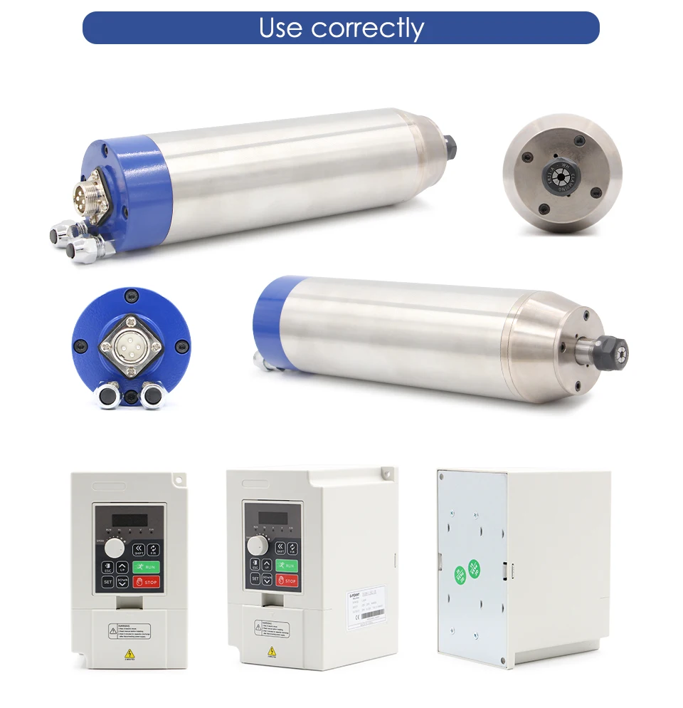 G-PENNY 0,8 kW ER11 Metallbearbeitungsspindelmotor, Bullet-Typ, 110 V/220 V, wassergekühlt, Keramiklager & 1,5 kW H100 VFD & 75 W Pumpe – Detail 14