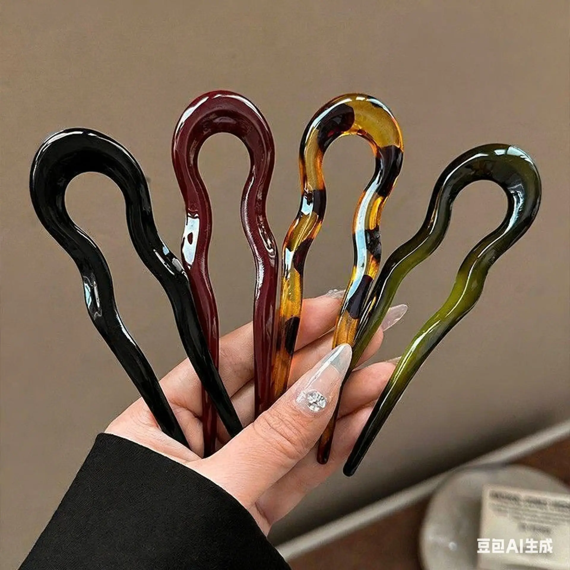 Elegant Acrylic U-shaped Hairpin for Women, Hairpin for Back of Head, Simple and Modern Hair Accessories view 4