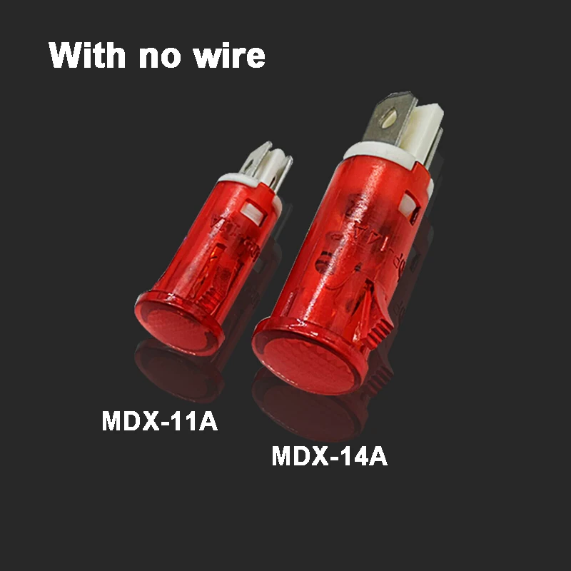 10pcs 10mm MDX-11A 12.5mm MDX-14A 12V 24V 110V 220V 380V Indicator light Signal light Pilot light