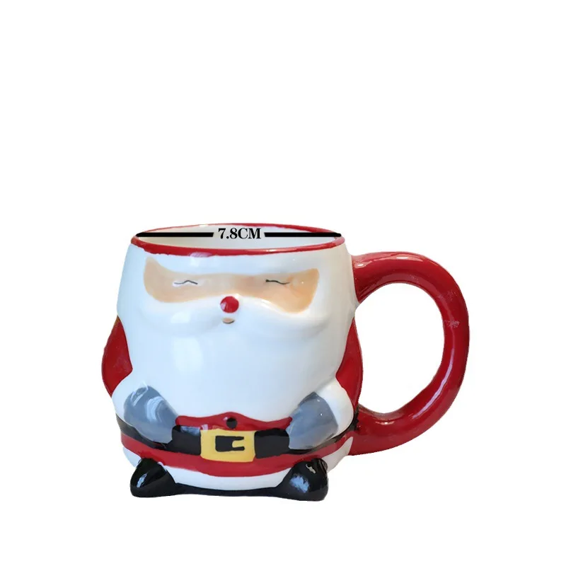 Santa Claus Cup Ceramic Handle 3D Hand Painted Gift Creative Breakfast Coffee Mug Christmas Holiday Gift Home Microwave Oven