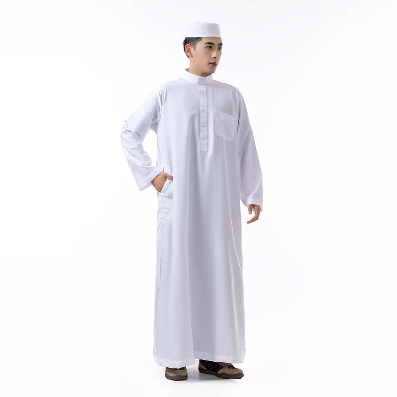 

Мужской арабский длинный халат, Дубай, исламская одежда, Ближний Восток, этнический воротник-стойка, Тобе