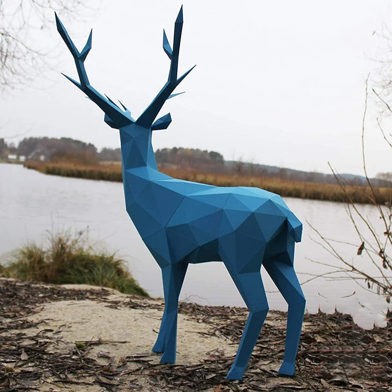 60cm Deer 3D Paper Model Geometric Paper Craft Home Room Decoration Living Room Art Ornament Handmade Low Poly Origami DIY Gifts