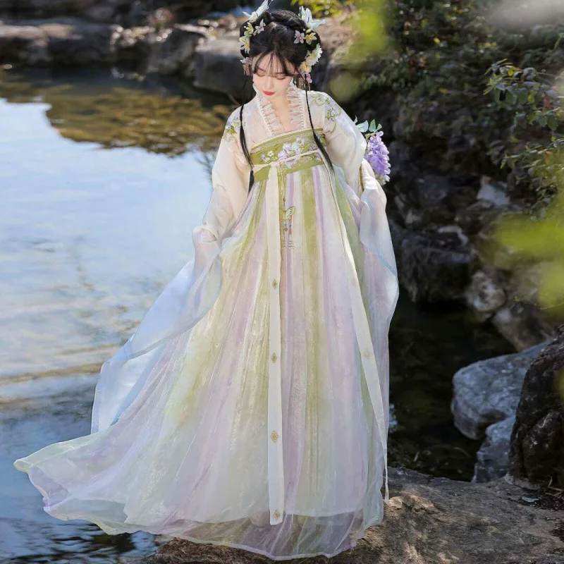 Hanfu women's Tang Dynasty chest-length skirt embroidered large-sleeved shirt national style daily spring and summer new models