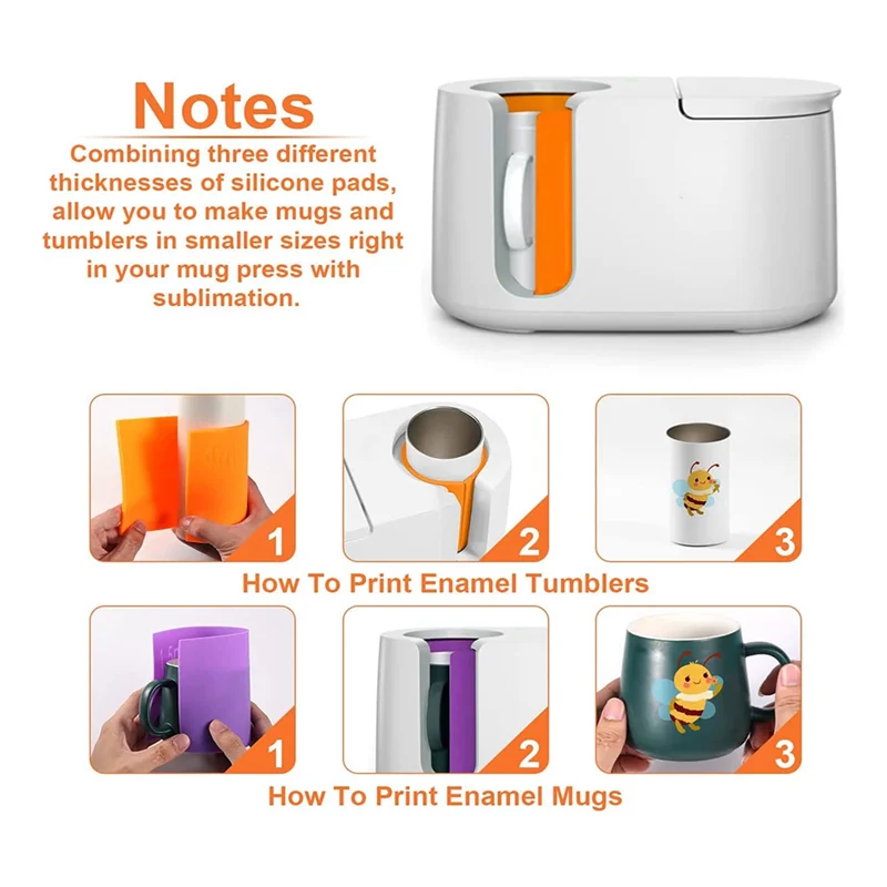 Envolturas para vasos de sublimación de 3 piezas, envolturas para vasos de tazas de silicona en 3 espesores compatibles con prensa de tazas coloridas